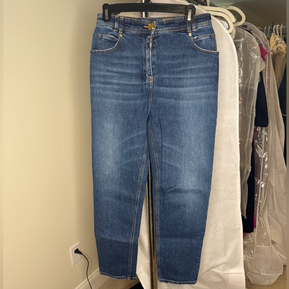 Balmain Blue Skinny Jeans with embossed logo